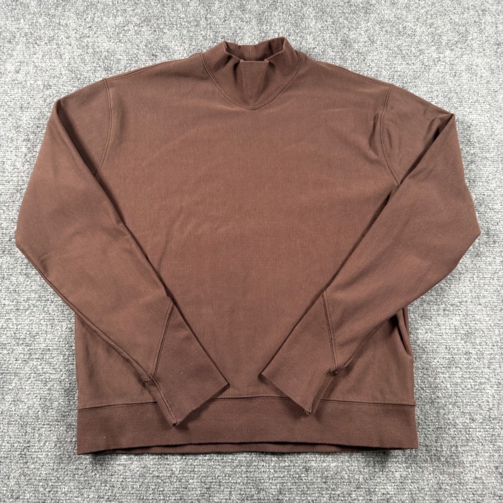 INDYEVA Sweatshirt Womens Small Brown Mock Neck Fleece Pullover Long Sleeve